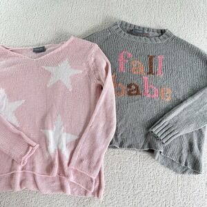 Wooden Ships Sweaters Lot of 2 Fall Babe + Stars Pink Size Medium $256